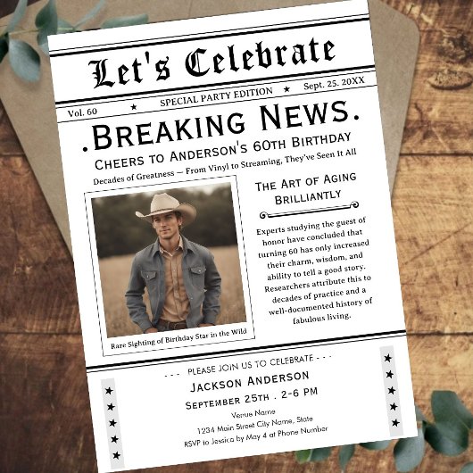 À 60 ans, félicitations ! Invitation anniversaire 
