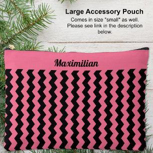 À Accessoires Chevrons roses et noirs - GRANDE pochette d'access