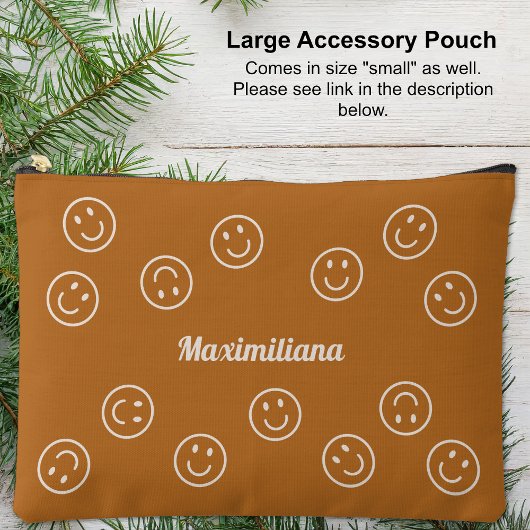 À Accessoires Joyeux visages sur Boho Brown - LARGE pochette d'a