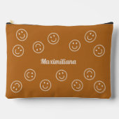 À Accessoires Joyeux visages sur Boho Brown - LARGE pochette d'a (Recto)