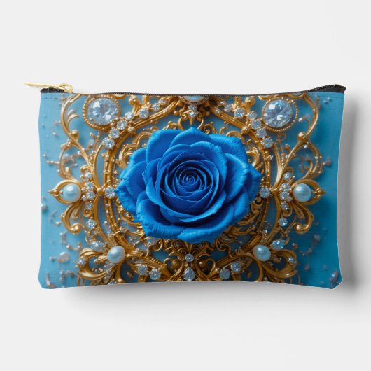 À Accessoires 💙 Ornement en Or Rose Bleu pour Pochette de Maqui (Recto)