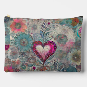 À Accessoires Pochette Abstraite de Coeur rose
