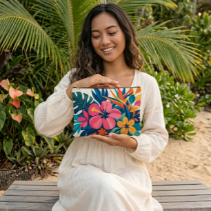 À Accessoires Pochette accessoire ambiance tropical rétro milieu
