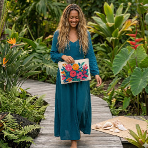 À Accessoires Pochette accessoire ambiance tropical rétro milieu