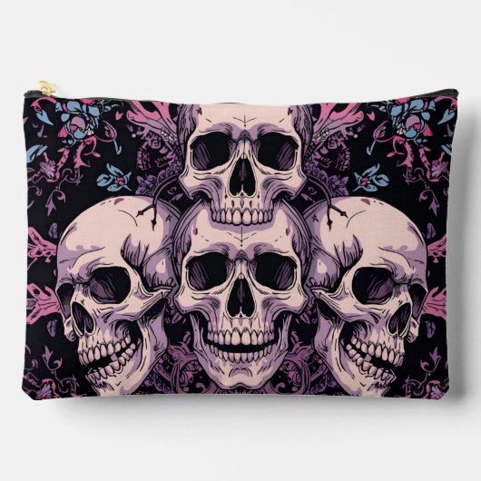 À Accessoires Pochette Accessoire Crâne Gothique & Fleur (Recto)