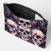 À Accessoires Pochette Accessoire Crâne Gothique & Fleur (Ouvrir)