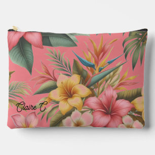 À Accessoires Pochette Accessoire Décorée de Fleurs Tropicales d