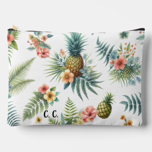 À Accessoires Pochette Accessoire Fleurs Tropicales Ananas (Recto)