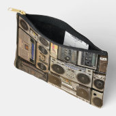 À Accessoires Pochette cousue avec impression de cassette rétro (Ouvrir)