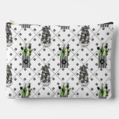 À Accessoires Pochette de Maquillage Florale et Graphique Noir e (Recto)