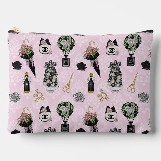 À Accessoires Pochette de Maquillage Illustration de Vanité Rose (Recto)