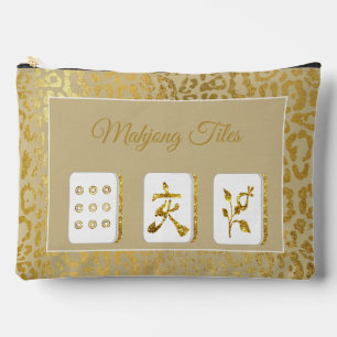 À Accessoires Pochette de tuiles de Mahjong en or et bronzé