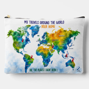À Accessoires Pochette de voyage personnalisée avec carte du mon
