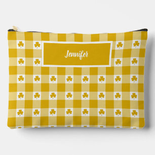 À Accessoires Pochette personnalisable motif carreaux jaune mout