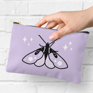 À Accessoires Pochette zipée avec un joli papillon de nuit viole