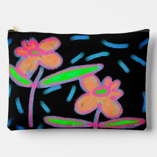 À Accessoires Pochette zippée Fleurs funky Art abstrait (Recto)