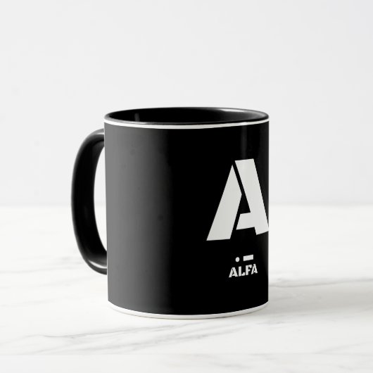 A (Alfa) NAVO fonetisch alfabet & morse code Mok (Voorkant links)