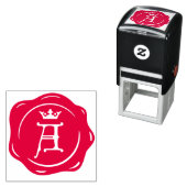 A - Antiek Wax Seal Gotische Kroon Initiaal Letter Zelfinktende Stempel (In situ)