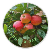 "A APPET A DAY"/CLUSTER VAN APPLES KERAMISCHE KNOP (Voorkant)