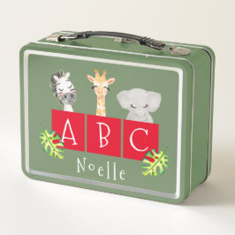 A, B, C Dierentuin Dieren Metalen Lunchbox