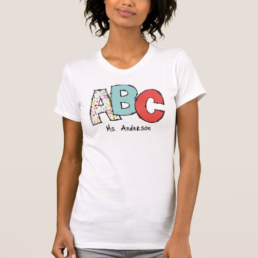 A, B, C, leraar gepersonaliseerd T-shirt (Voorkant)