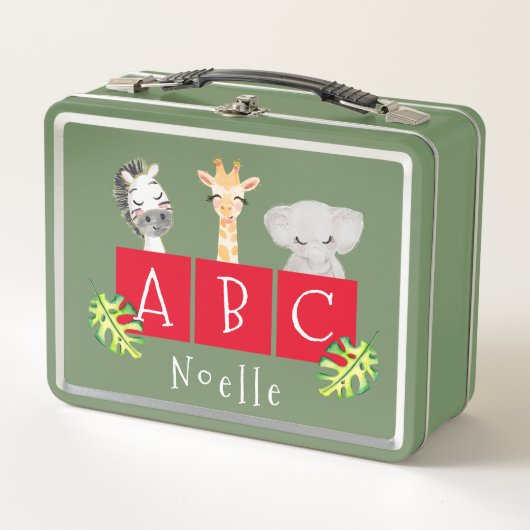 A, B, C Zoo Animaux Métal Lunchbox (Devant)