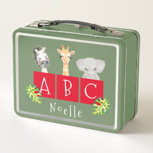 A, B, C Zoo Animaux Métal Lunchbox