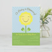 'A Baby is Blooming' Baby shower Uitnodiging - Bla (Staand voorkant)