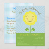 'A Baby is Blooming' Baby shower Uitnodiging - Bla (Voorkant / Achterkant)
