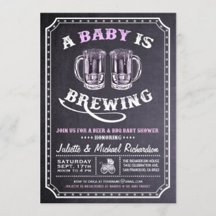 "A Baby is Brewing" Baby Shower Invitations (Meisj Kaart