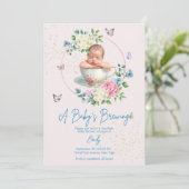 A Baby is Brewing Blush Pink Baby Shower Kaart (Staand voorkant)