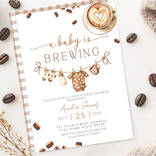A Baby is Brewing Coffee Bean Baby Shower Kaart