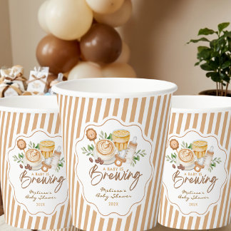 A Baby Is Brewing Coffee Latte Baby Shower Papieren Bekers