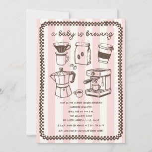 A Baby Is Brewing Coffee Pink Girl Baby Shower Kaart