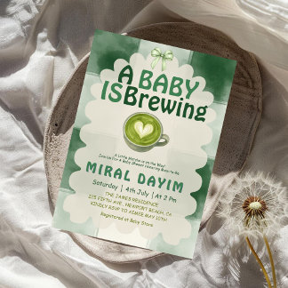 A Baby Is Brewing Green Tea Matcha Baby Shower Kaart
