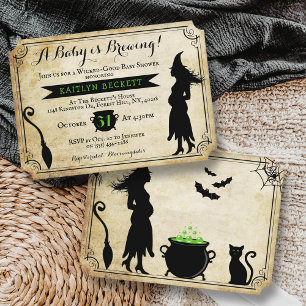 "A Baby is Brewing" Halloween Baby shower Kaart