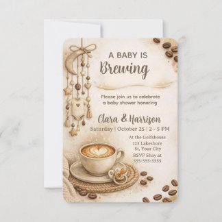 A Baby is Brewing Neutral Coffee Baby Shower Kaart