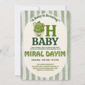 A Baby is Brewing "Oh Baby" Matcha Baby Shower Kaart