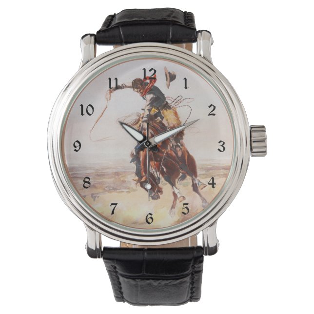 A Bad Hoss Charles Russell Fine Art Horloge (Voorkant)