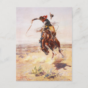 A Bad Hoss door Charles Marion Russell in 1904 Briefkaart