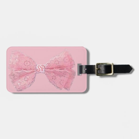 À BAGAGE ARC ROSE DE FILLE, ÉTIQUETTE FAITE SUR COMMANDE DE (Devant horizontal)