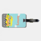 À Bagage Autobus scolaire jaune et étiquette heureuse de (Dos horizontal)