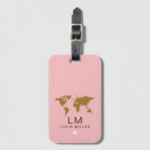 À Bagage belle étiquette de voyage rose ROSE avec son nom