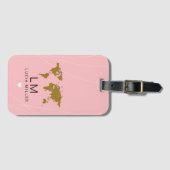 À Bagage belle étiquette de voyage rose ROSE avec son nom (Devant Horizontal)