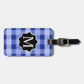 À Bagage Bleu Plaid BBL Étiquette Monogramme (Devant horizontal)