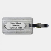 À Bagage bois patiné gris avec étiquette biseautée (Dos horizontal)