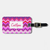 À Bagage Chevron zig zag filles brillantes nommé étiquette  (Devant horizontal)