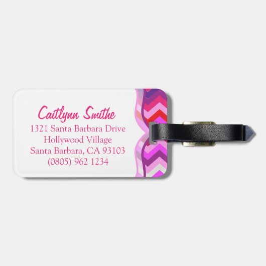 À Bagage Chevron zig zag filles brillantes nommé étiquette  (Dos horizontal)