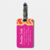 À Bagage Chevron zig zag rose vif étiquette de bagages (Dos Vertical)
