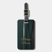 À Bagage Élégante étiquette de bagages en or vert foncé (Devant Vertical)